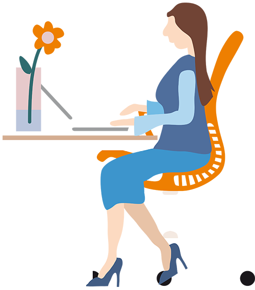 büroform Team, Grafik Frau am Laptop