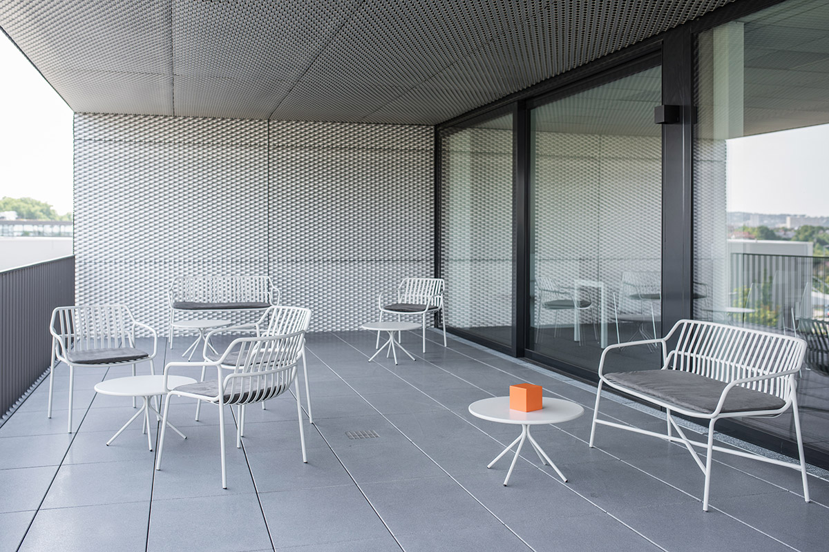 Neubau eines Bürogebäudes Ansicht der Terrasse